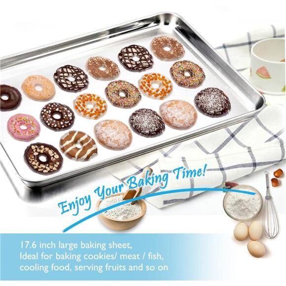 Baking Sheet, 17.6’’ x 13’’ x 1’’ Stainless Steel Large Cookie Sheet Baking Tray - Picture 4 of 7